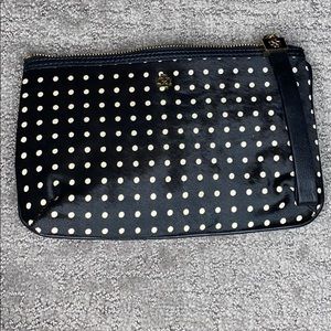 Ann Taylor Black and cream polka dot wristlet